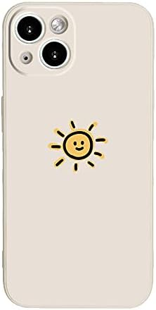 Casechics Compatible with iPhone Case,Silicone Cute Couple Matching Cartoon Sun Moon Camera Lens Protection Soft Shockproof Cover Phone Case (Whitesun,iPhone 13)