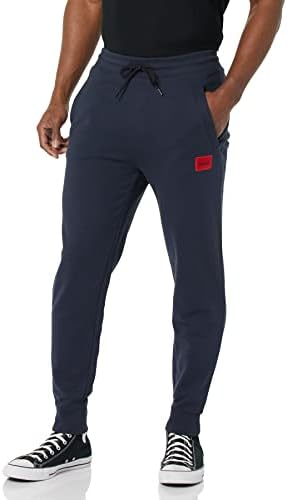 HUGO Men's Regular Fit Square Logo Jersey Drawstring Joggers