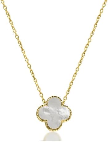Clover Necklace for Women | Mother of Pearl Four Leaf Clover Necklace | Designer Gold Clover Necklace for Women & Girls