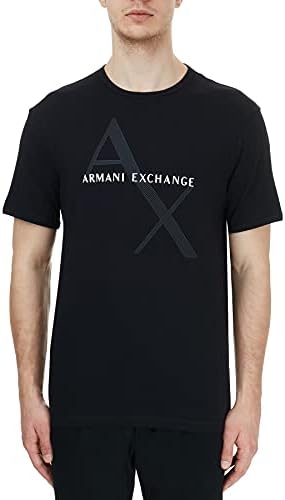 A|X ARMANI EXCHANGE mens Crew Neck Logo Tee T Shirt, Quilted Logo Black, Small US