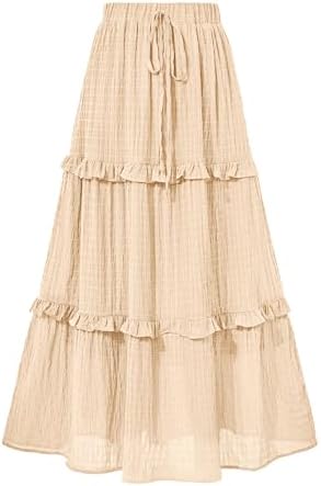 BTFBM Women's Long Summer Skirt 2024 Elegant High Waist Cocktail Party Wedding Guest Dress Flared A-Line Midi Skirts