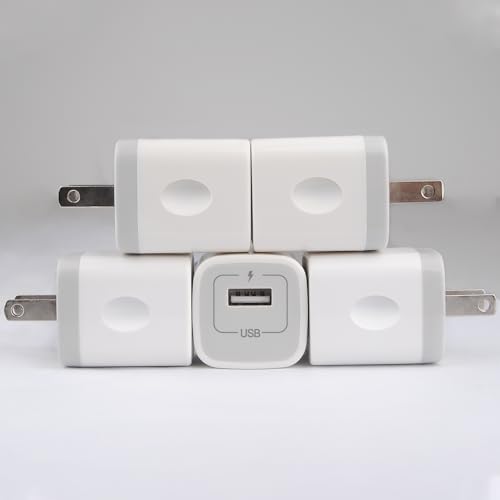 Wall Charger Adapter USB Charging Block, 5Pack Single Port USB Plug in Charger Cube Box Power Blocks Brick Charger Station Compatible with Samsung Galaxy A53 A13 A54 A20 S23 S22 S20 S21 A25