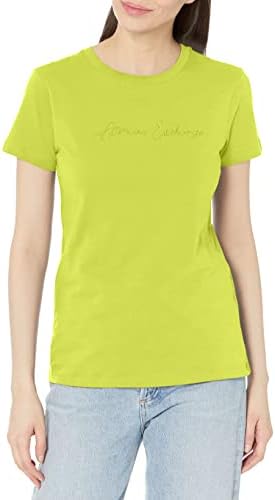 Emporio Armani Women's Crew Neck Cursive Embroidered Logo T-Shirt