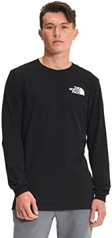 THE NORTH FACE Mens' Long Sleeve Box Tee, TNF Black/TNF White, Large