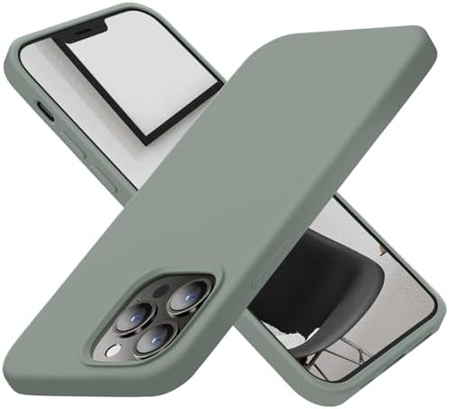 Cordking Designed for iPhone 13 Pro Case, Silicone Ultra Slim Shockproof Protective Phone Case with [Soft Anti-Scratch Microfiber Lining], 6.1 inch, Calke Green