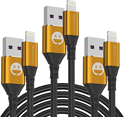 iPhone Charger 10 ft, Lightning Cable 3Pack, SMALLElectric iPhone Cable 10ft Sync Extra Long USB Charger Cord for iPhone X XS Max XR / 8 Plus / 7 Plus / 6 / 6s Plus / 5s / 5c / iPad Mini Air/Black