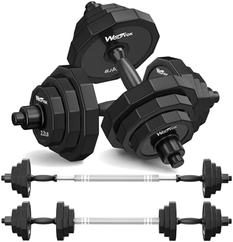 KISS GOLD Adjustable Dumbbell Set, 66 LBS Weights Dumbbells Sets, Solid Cast-Iron Core Free Weight Set for Home Gym, Barbell Weight Set with Connector,Workout Strength Training Equipment for Men Women