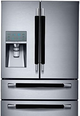 Miaowater 4 PCS Refrigerator Door Handle Covers Kitchen Appliance Decor Handles Anti-Skid Anti-Static Protector Fridge, Dishwasher Oven Keep Off Fingerprints,Food Stains (Black)