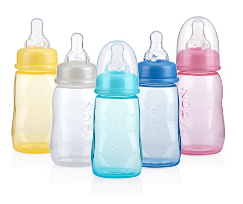 Nuby Standard Neck Tinted Feeding Nurser, 1 Count (Pack of 1), Colors May Vary