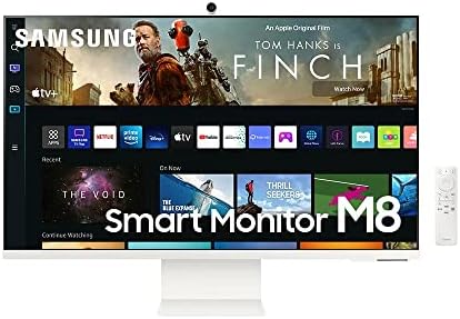 SAMSUNG 32" M80B 4K UHD HDR Smart Computer Monitor Screen with Streaming TV, SlimFit Camera Included, Wireless Remote PC Access, Alexa Built-In, LS32BM805UNXGO, White (Renewed)