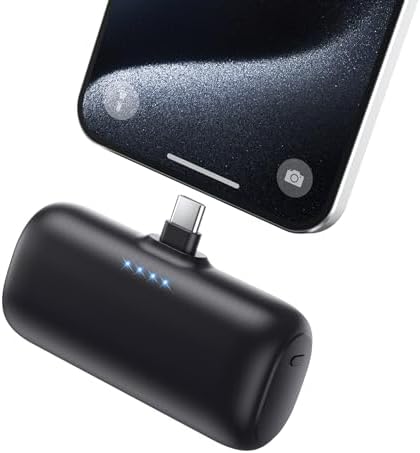 Mini Portable Charger USB-C Power Bank, 5200mAh Portable Phone Charger, Compact Plug in Battery Pack Compatible with iPhone 15/15Plus/15Pro/15Pro Max Samsung S23/S22 Moto iPad Pro Android Phone etc