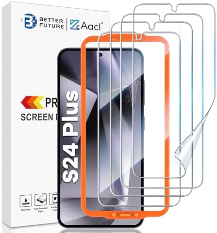 AACL [4-Pack] for Samsung Galaxy S24 Plus Screen Protector Film [Not Glass] Bubble free Galaxy S24 Plus 5G Hybrid Film [Fingerprint Compatible][7H Hybrid]