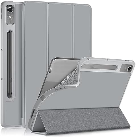 DINGGUAGUA Case for Lenovo tab p12 12.7 Inch 2023 zach0177us,Soft TPU Back Shell Slim Smart with Multi-Angle Stand Cover for Lenovo Tab P12 Pad Pro Tablet TB-370FU,Grey
