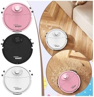 Robot Vacuum Cleaner,Vacuum Robotic Cleaner with Mop and Broom,2 in 1 Strong Suction Mopping Robot with Dustbin,Ideal Robot Vacuum for Hard Floor,Pet Hair,Carpet (WH)