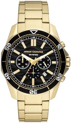 A｜X ARMANI EXCHANGE Men's Chronograph Gold-Tone Stainless Steel Bracelet Watch (Model: AX1958)