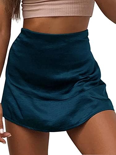 LYANER Women's Casual Floral Print Satin Silk High Waist Zipper Mini Short Skirt