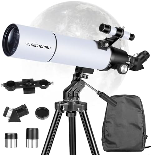 Celticbird Telescope for Adults High Powered, 80x600mm Travel Telescopes for Adults Astronomy, Beginners,Kids with AZ Mount, Backpack, Moon Filter, Phone Adapter