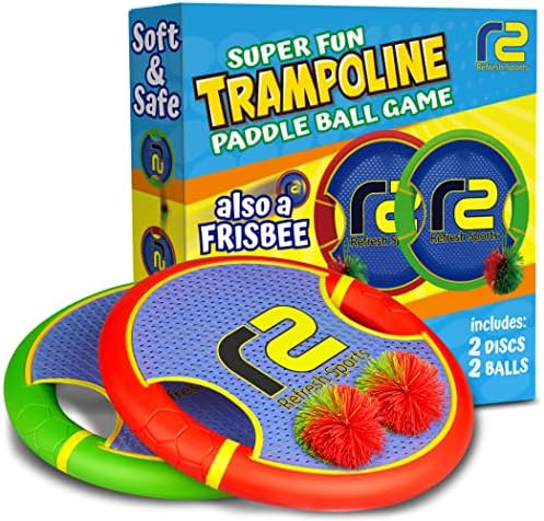 Fun Bouncy Paddle & Stringy Ball Toss & Catch Game - Easy to Use for Kids All Ages - Also Works as Frisbee - Soft Foam Design for Safe Play Indoors or Outdoors - Great Toy Gift Idea for Boys & Girls