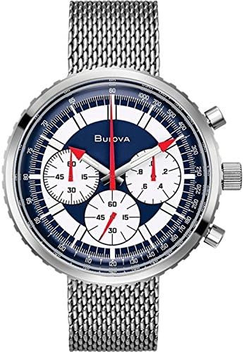 Bulova Men's Archive Series 'Chronograph C' 6-Hand Chronograph Precisionist Stainless Steel Mesh Watch with Interchangable Blue Leather Strap; Sapphire Crystal Style: 96K101