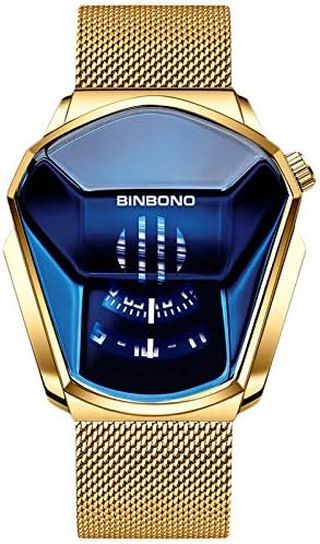 RORIOS Fashion Men's Watches Analog Quartz Watch Cool Creative Wristwatch with Stainless Steel Mesh Brecelet Sport Watch for Men