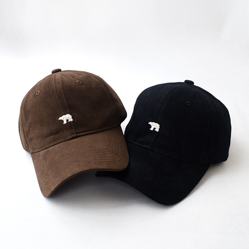 Polar Bear Baseball Cap For Women Embroidery Retro Peaked Cap For Men Sunscreen Couple Hats Cotton Fabric