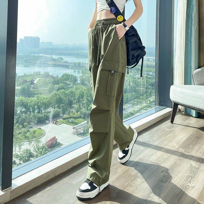 American Cargo Pants Women's Summer Thin 2024 New Arrival Hiking Quick-Dry Casual Fashion Ice Silk Sun Protection Sports Pants