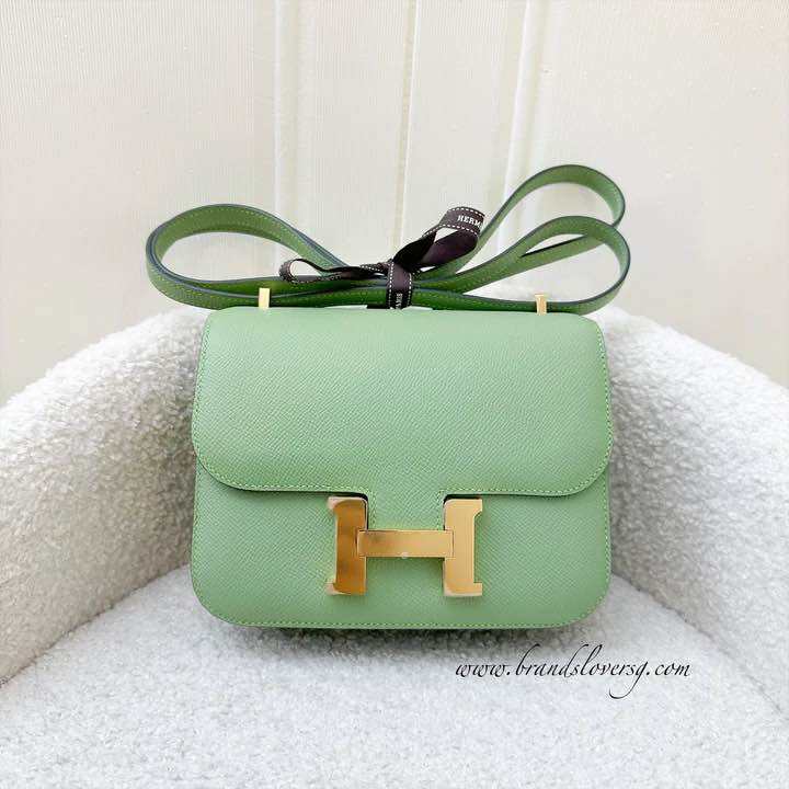 (Pre-loved) Hermes Mini Constance 18 in Vert Criquet Epsom Leather and GHW