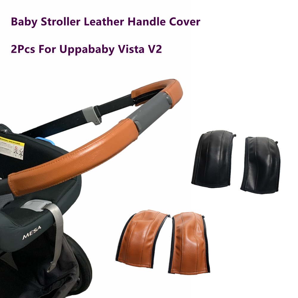 Baby Stroller Leather Armrest Cover For Uppababy Vista V1 & V2 Handle Bumper Sleeve Case Bar Protective Covers Pram Essories