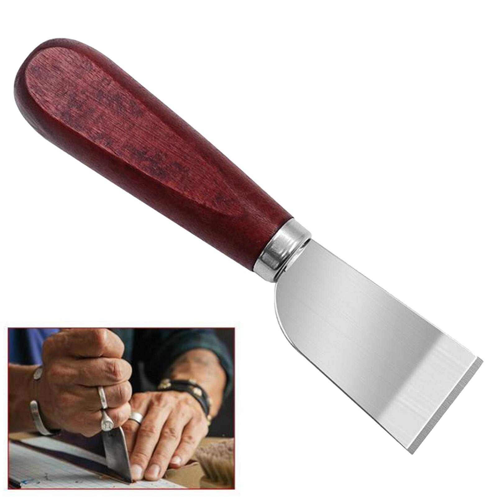 milageto Leathercraft , Leather Working Tools with Wooden Handle Easy Trimming & Edge Skiving Leather Craft Tool for Leather Cutting, Paper Cutting
