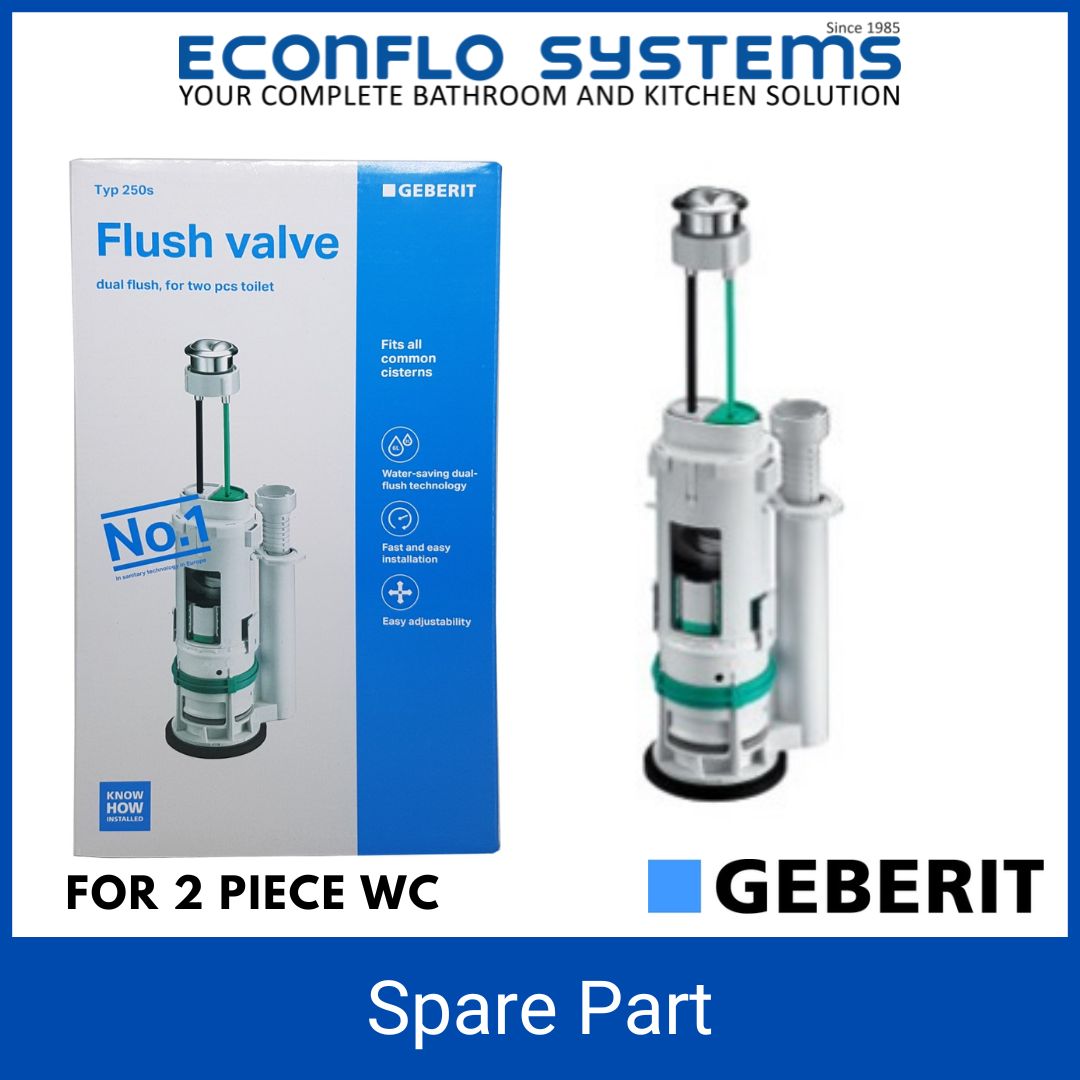 Geberit 222.278.21.1 Type 250S dual flush valve for two piece, metal hook