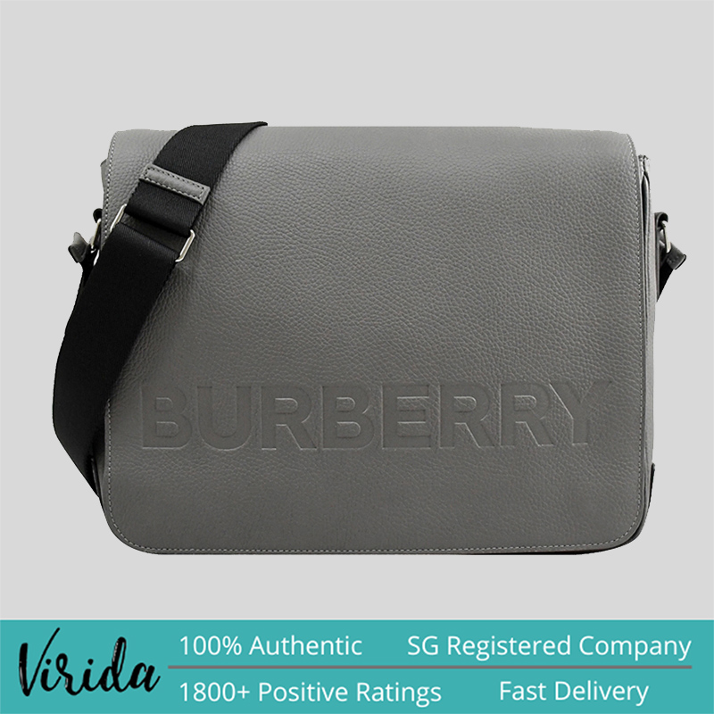 Burberry Bruno Men's Leather Crossbody Bag Grey 80528721