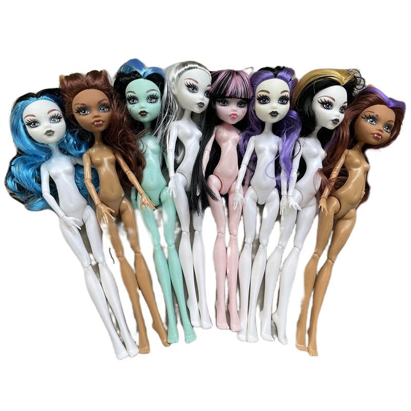 [Hot A] Monstering High Doll Toy Multi-Joints Movable Doll Body Figures Brown White Green Pink Beige Purple Body Colorful Hair Heads