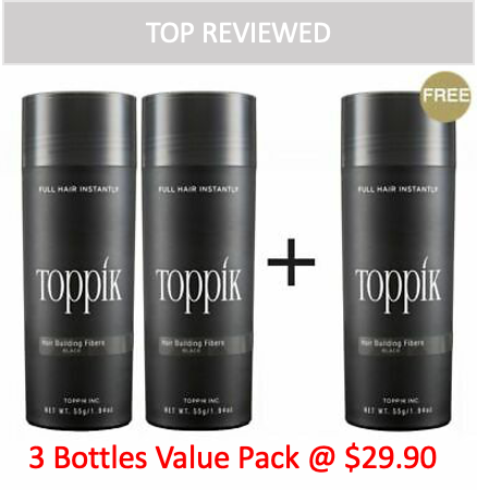 [Value x3 BUNDLE] Toppik Natural Hair Fibers - Black 27.5g (Latest 2024 Jan-Feb Stocks)