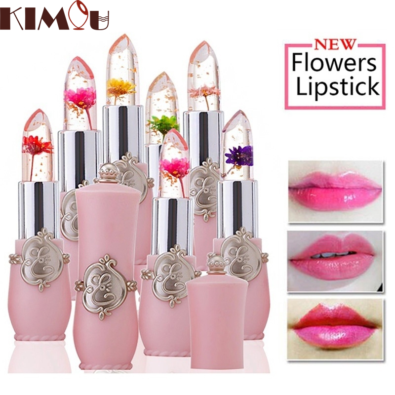 【KIMOU】1PCS 6Colors Dried Flower Crystal Jelly Lipstick Moisturizing Lasting Moisturizing Non-fading Magic Temperature Color Changing Lipstick