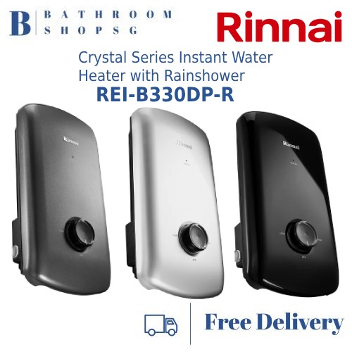 Rinnai REI-B330DP-R Crystal Series Electric Instant Water Heater with DC Pump & Exta Large Rainshower Head