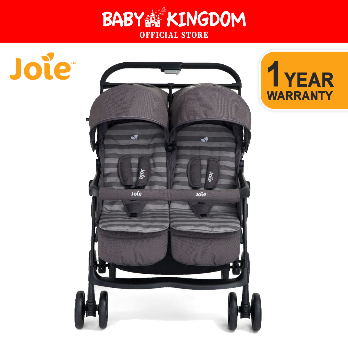 Joie Aire Twin Stroller + Rain Cover (1-Year Warranty)