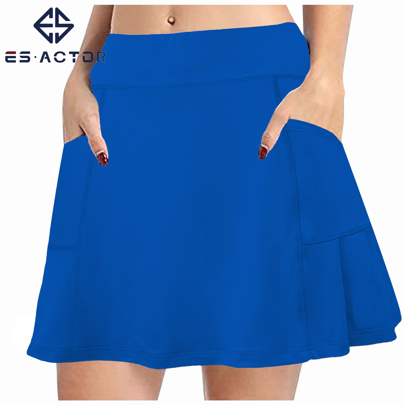 Multicolor Solid Women Mini Skirt High Waist Two Layers with Pocket Skirt Workout Fitness Sport Skorts Golf Tennis Running Skirts